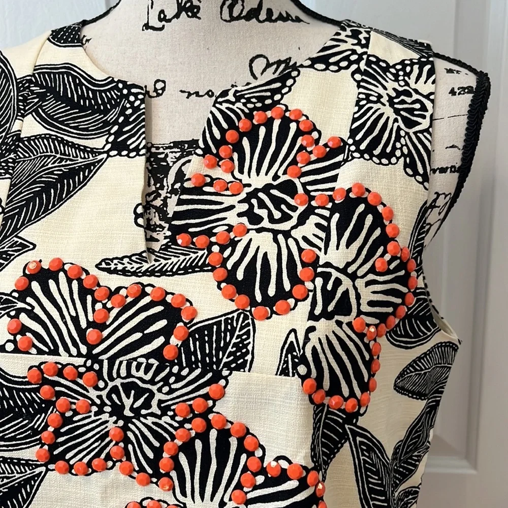 J. Crew Black and Orange Floral Top
